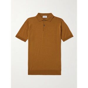 JOHN SMEDLEY Payton Slim-Fit Merino Wool Polo Shirt in Brown